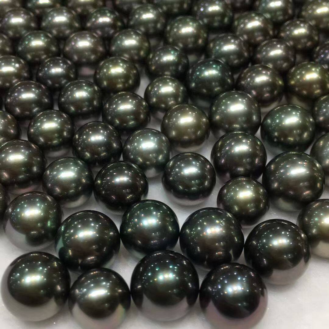 8-12mm天然海水珍珠无调色大溪地黑珍珠散珠裸珠零售批发视频挑货