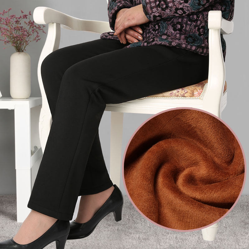 女装中老年女裤秋冬妈妈裤加绒加厚裤子女老年人冬装女长裤奶奶装