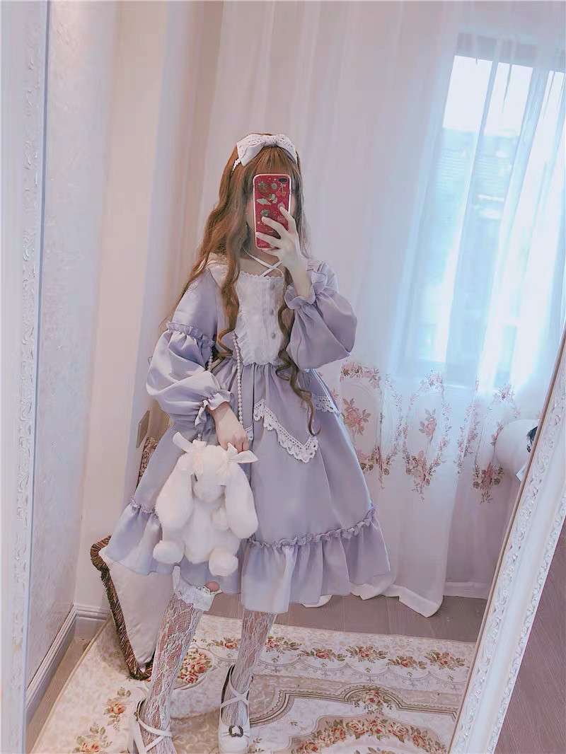 春秋新款洛丽塔爱丽丝洋装日系少女萝莉套装裙软妹可爱日常连衣裙