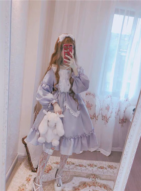春秋新款洛丽塔爱丽丝洋装日系少女萝莉套装裙软妹可爱日常连衣裙