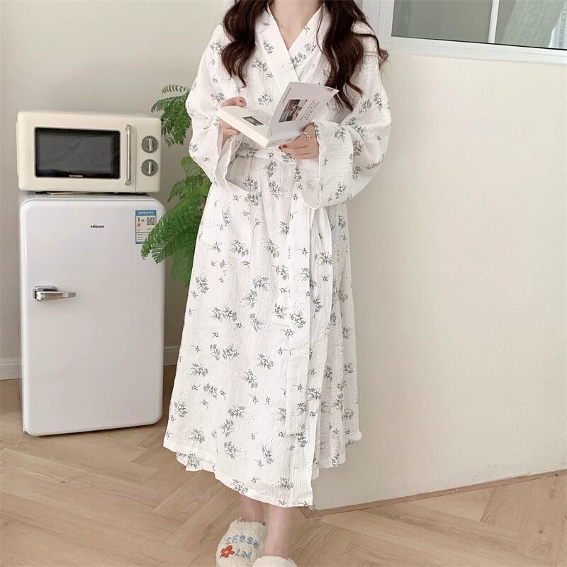 ins风睡袍女春夏季新款20
