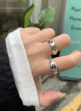 东大门皮带扣镀银复古风夸张戒指