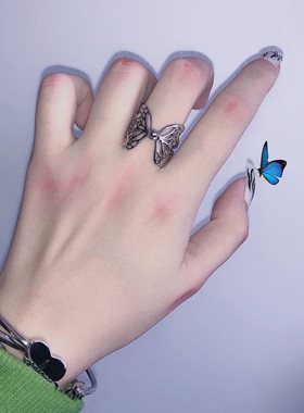 欧美风饰品开口可调节蝴蝶戒指