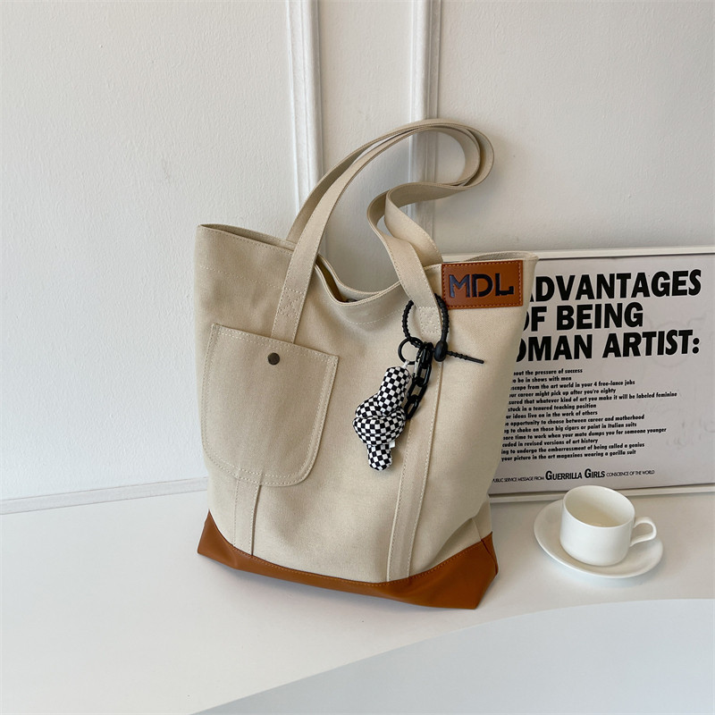 新款加厚帆布包大容量通勤休闲托特包百搭单肩包松弛感学生上课