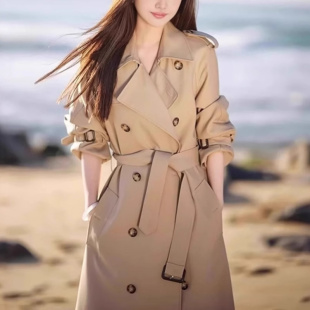 高端卡其色风衣外套女2025新款 小个子英伦风韩系流行 春秋季 中长款