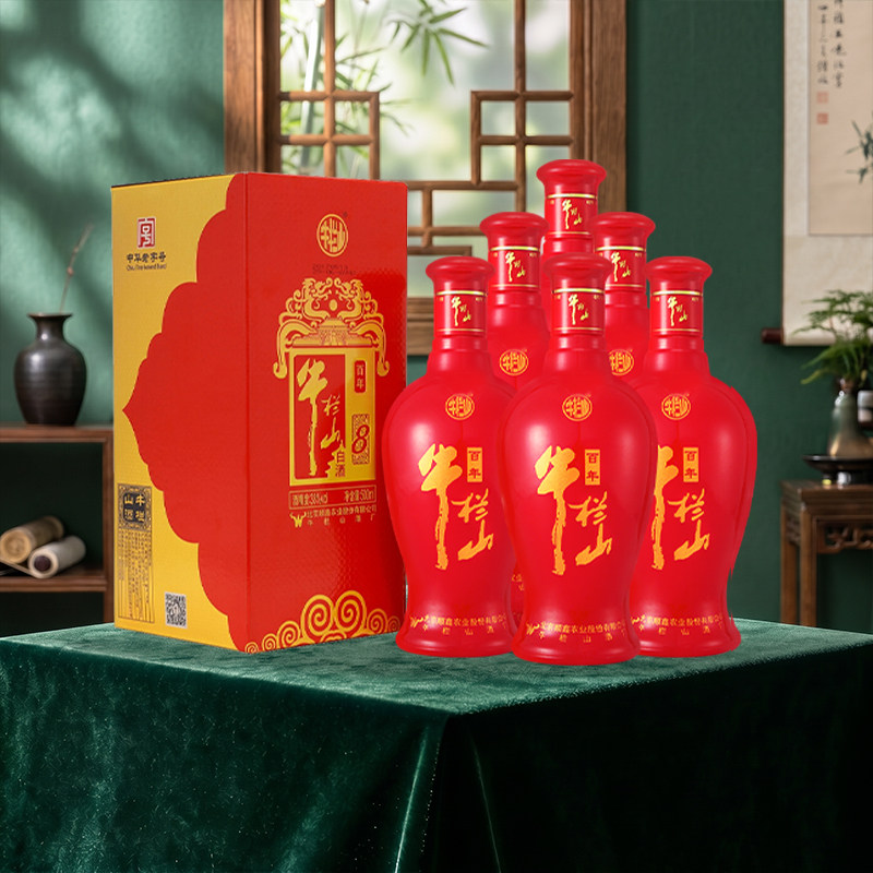 牛栏山二锅头百年红8 浓香型38度500ml*6瓶 白酒整箱装送礼盒