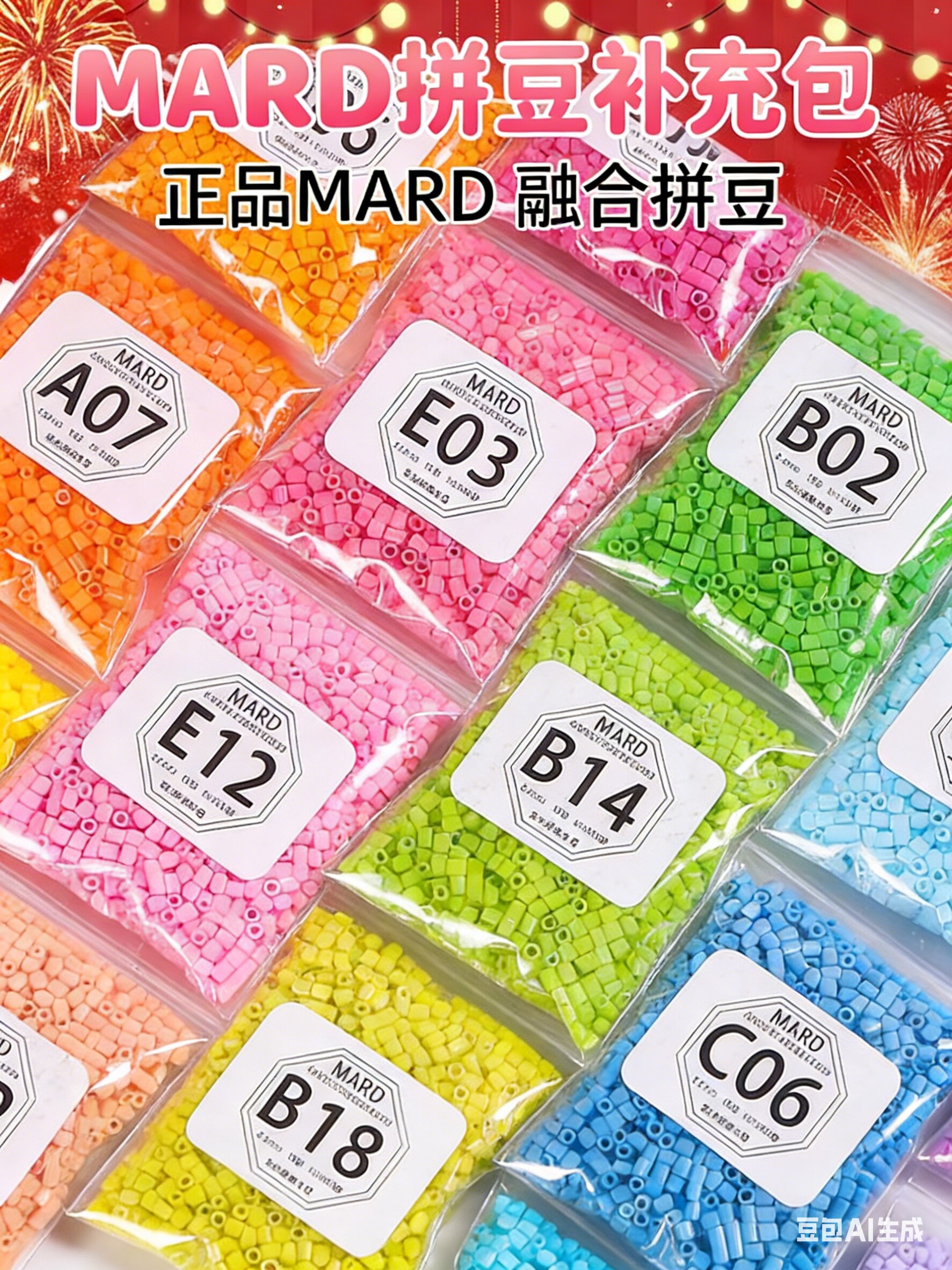mard家拼豆补充包融合材料包221色全套手工diy豆子颗粒套装高品质