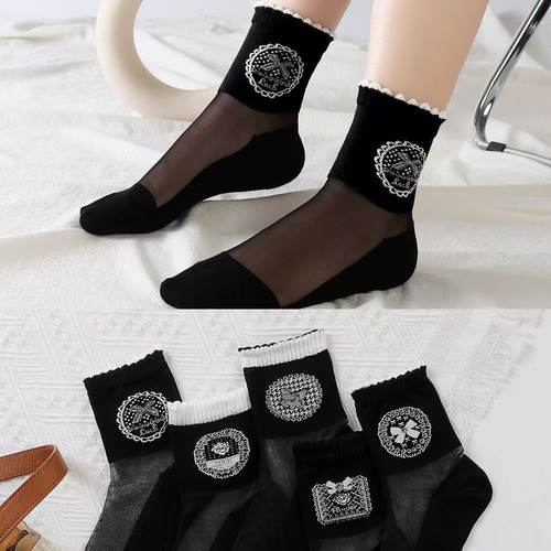 丝袜女中筒袜春秋款纯棉防臭吸汗透气运动袜夏季薄款女士水晶丝袜