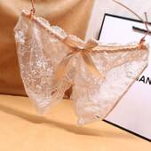 惟尼诗全开叉内裤 情调蕾丝透视提臀低腰纯色 女镂空性感无痕大码