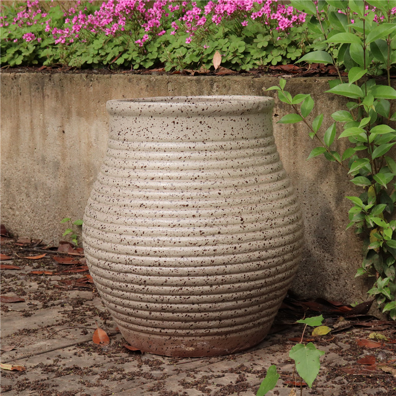 简约加厚圆形陶土陶罐花盆户外园林景观粗陶大号陶瓷落地花瓶装饰