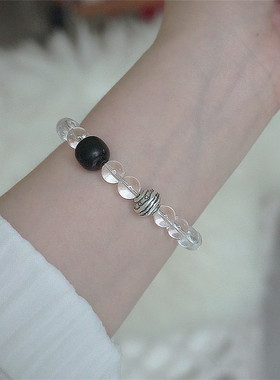 天然白水晶手串 小众设计感百搭手链礼物新中式