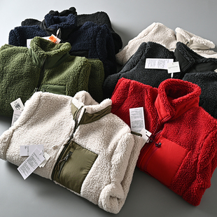 日单试衣间情侣款 加厚保暖仿羊羔绒防风摇粒绒夹克潮 外贸秋冬男士