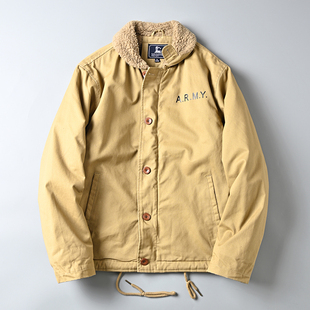 鸟系高端外贸尾货男装 棉衣棉服潮 复古羊羔绒加绒加厚保暖翻领工装