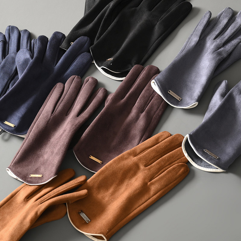 麂皮绒手套骑行防风双面绒手套