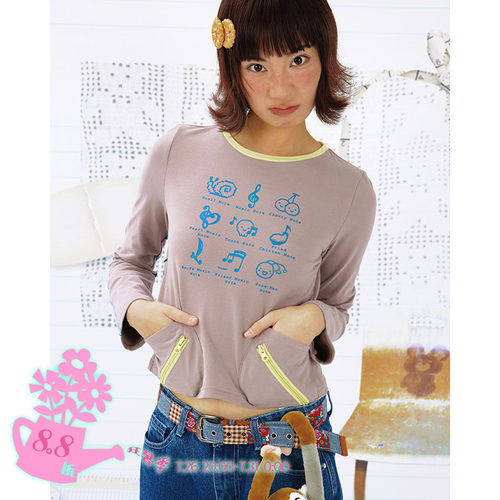 乐饿乐 ufooffice25新品 leele music class音符发泡印花趣味T恤