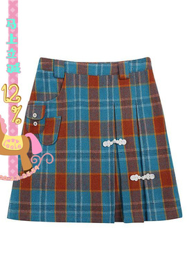 coconut系列 千禧年分段盘扣格纹裙 2色选