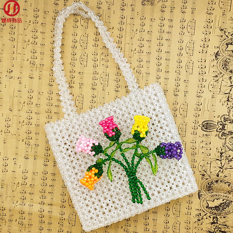 手工串珠包女包玫瑰花包