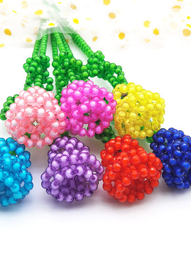 手工串珠红色玫瑰花成品节日礼物家居装饰品摆件假花diy散珠材料