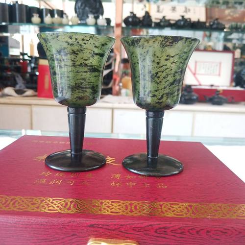 酒泉夜光杯祁连墨玉大号夜光杯红酒杯甘肃特产武山鸳鸯玉正品包邮