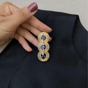 毛衣女镀18k金夹扣 中古vintage三环胸针简约花边轻奢秋冬西装