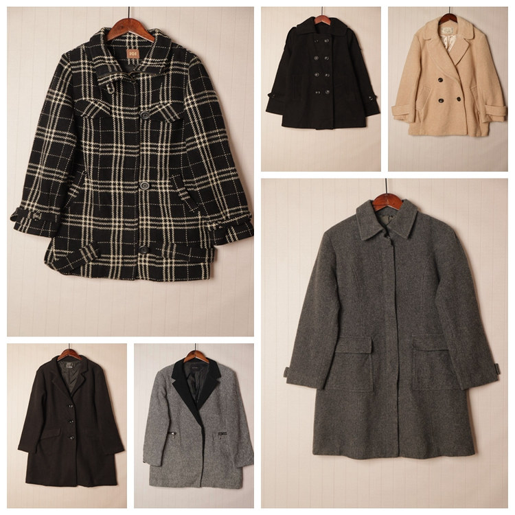 秋冬Vintage复古知性淑女纯色单双排扣中长款大衣  D54