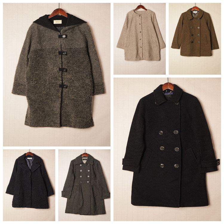 英伦风拼接色羊毛呢子大衣