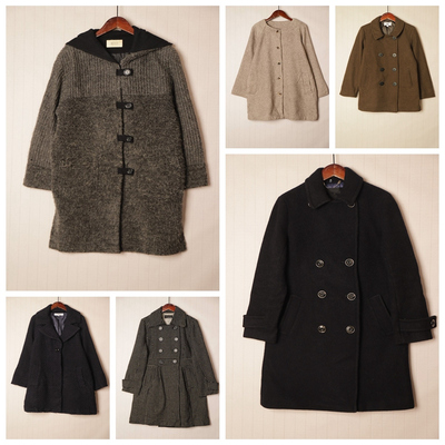 英伦风拼接色羊毛呢子大衣