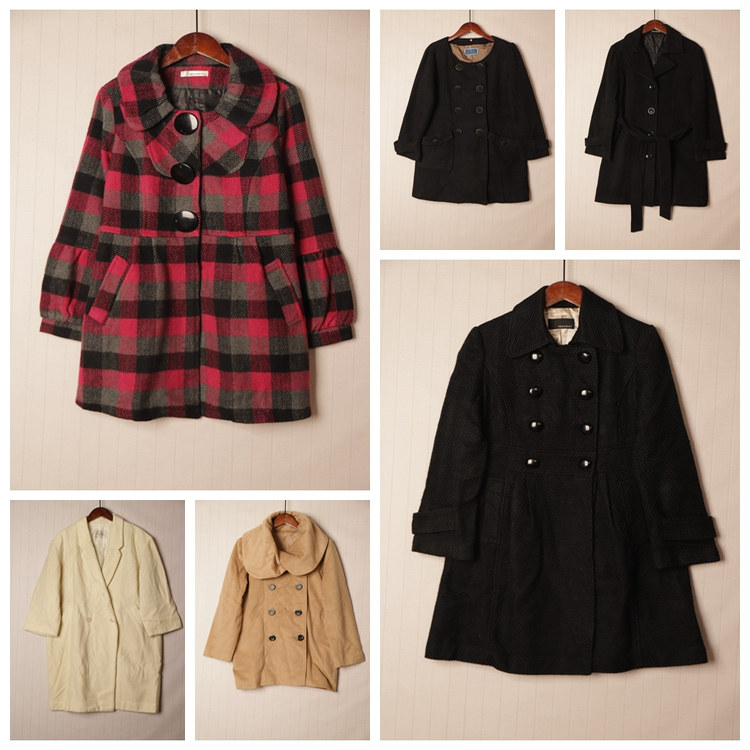 秋冬Vintage复古知性淑女纯色单双排扣中长款大衣  D52