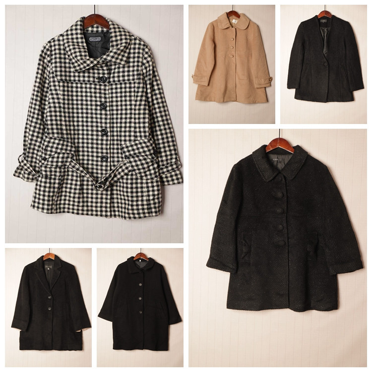 秋冬Vintage复古知性淑女纯色单双排扣中长款大衣  D48
