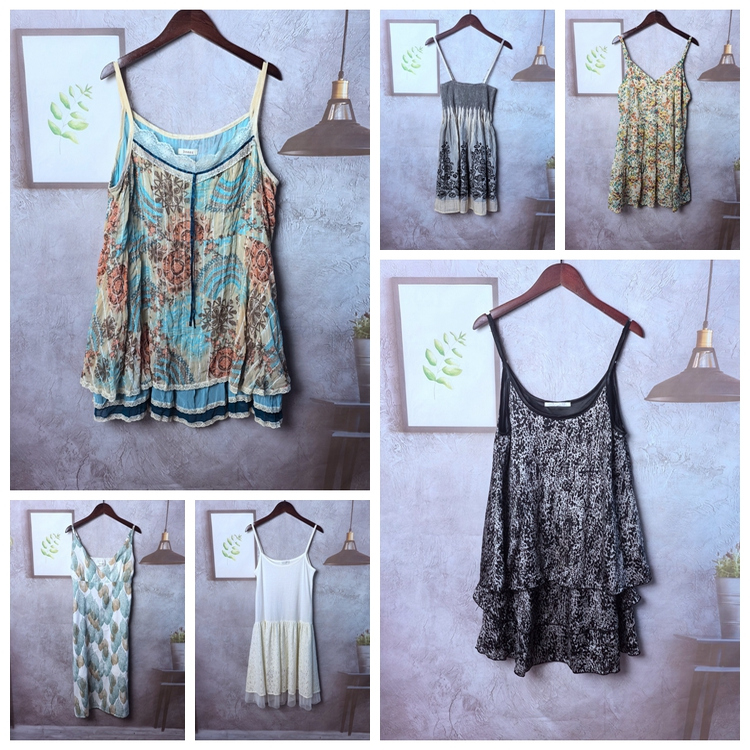 日制Vintage古着法式别致小吊带辣妹连衣裙 Y628