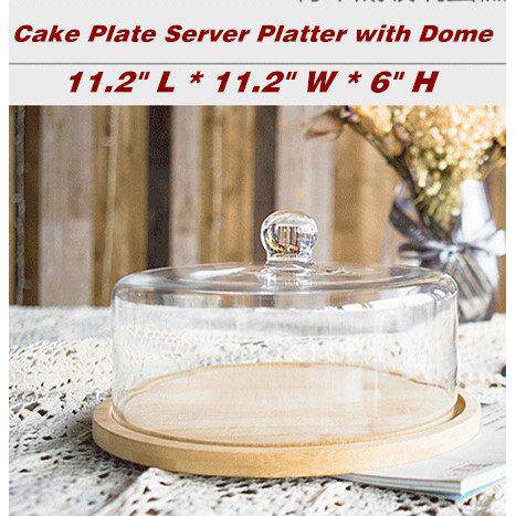 Cake Plate Server Platter with Glass Dome Cake Stand