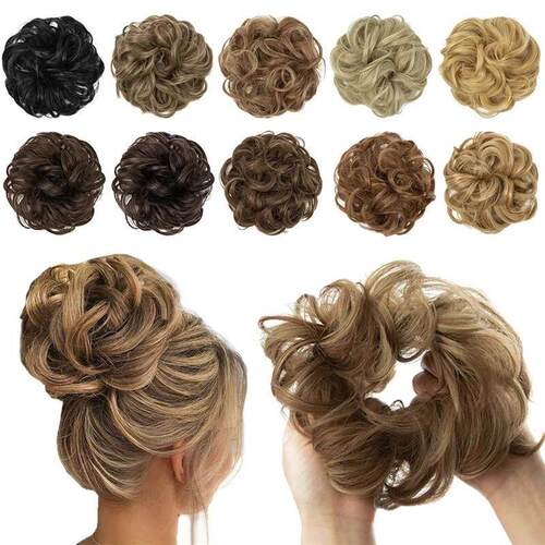 Synthetic Hair Bun Extensions Messy Curly Elastic Hair