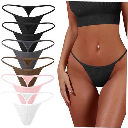 Women Cotton Panties Stretch T-back G-String Thongs Low Rise