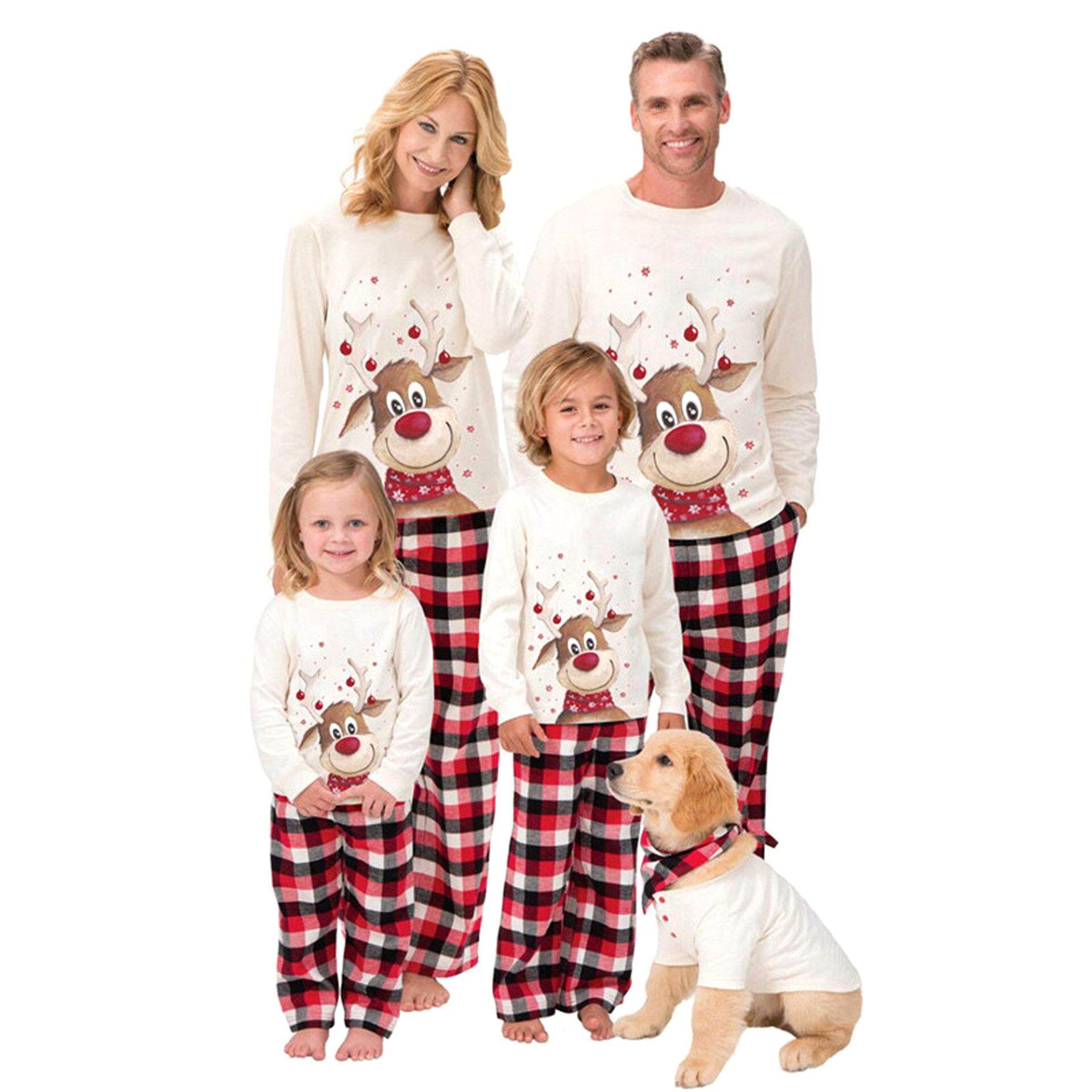 Christmas fashion parent-child pajamas耶诞时尚亲子装睡衣套装
