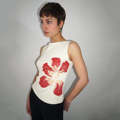 Minimalist floral print sleeveless vest for women