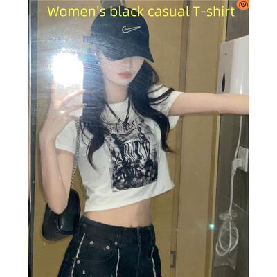 Crop Top Women Black Casual Basic T Shirt Off Shoulder Cami