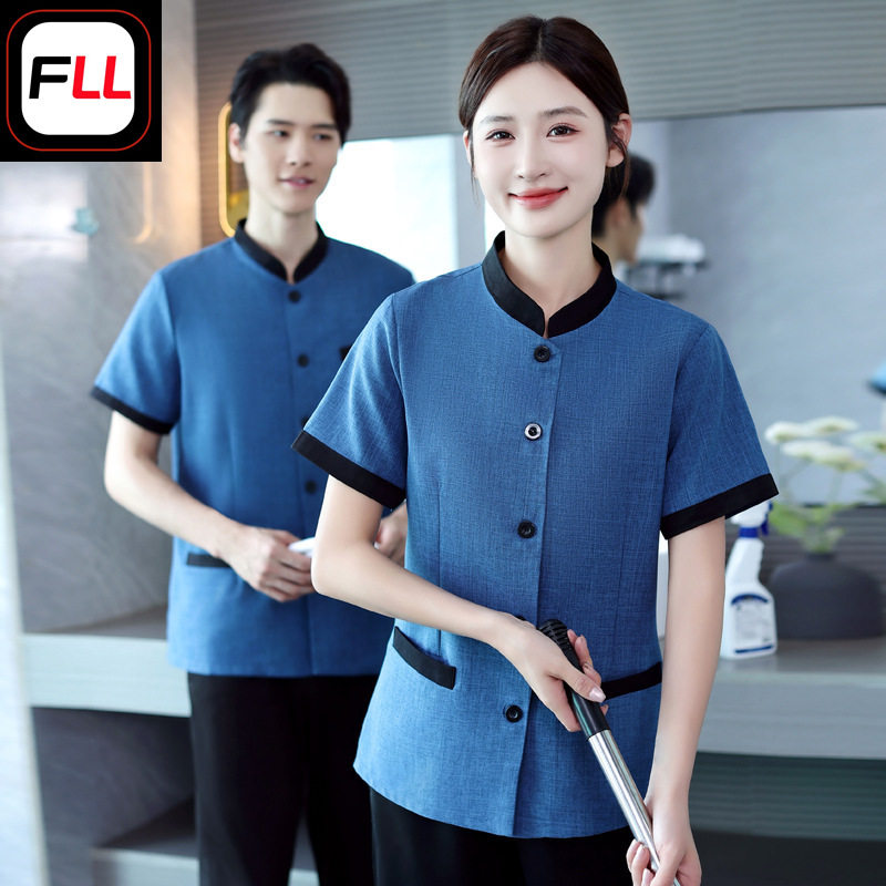 酒店保洁服夏装客房服务员工作服短袖宾馆物业清洁PA阿姨制服