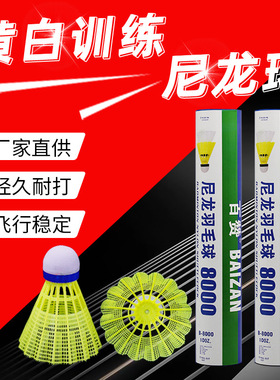 尼龙羽毛球12只装备耐打全圆室外训练高质量羽毛球【lx8000