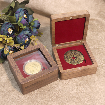 木质勋章盒银章奖牌徽章黑胡桃包装礼盒纪念币收纳盒收藏展示盒