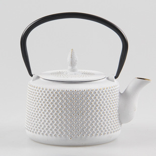 白色彩色欧式西式铸铁壶带滤网铁茶壶珐琅内壁煮茶壶烧水茶壶茶具