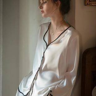 法式轻奢维多利亚真丝睡衣女纯色高级感桑蚕丝可外穿家居服薄套装
