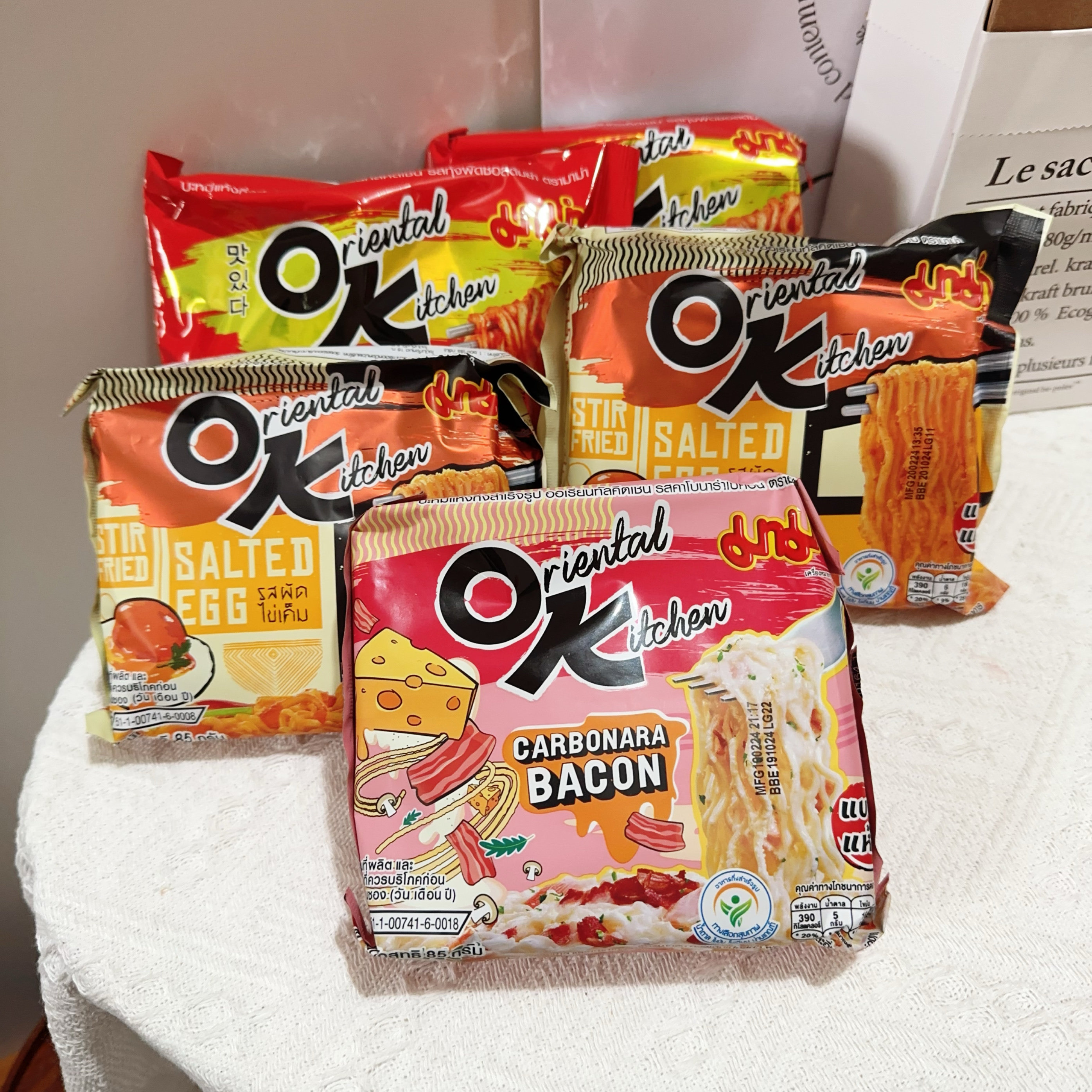 快买！断货王！泰国711同款OK牌奶油芝士培根意面咸蛋黄冬阴功辣