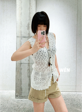 WEN买手店 AVVENN  2026年夏季新款 针织钩花马甲背心 白色