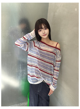 WEN买手店 AVVENN   2026春季新款两件套条纹针织吊带 浅蓝色