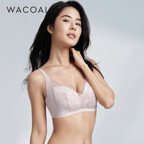 华歌尔Wacoal 薄款蕾丝稳定包容无钢圈大胸文胸内衣女 WB80J6