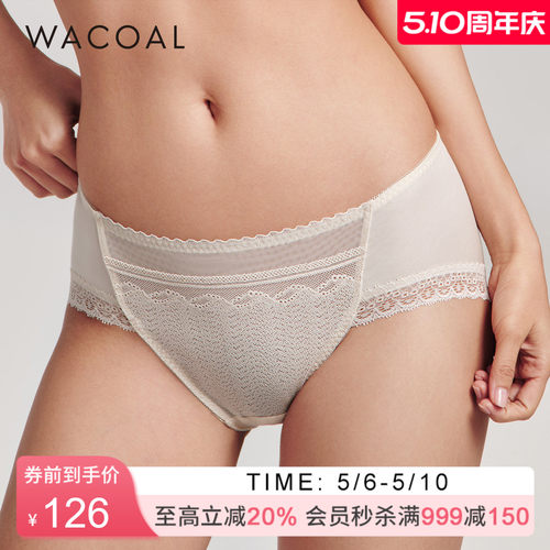 华歌尔Wacoal 40周年蕾丝中高腰三角裤内裤内衣女WP30H6
