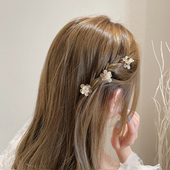 刘海夹前额碎发小抓夹女夏季 珍珠花朵发夹小夹子迷你侧边发卡顶夹