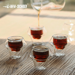 MHW Nighten奈顿杯 3BOMBER轰炸机咖啡浓缩杯60ml 双层玻璃杯茶杯