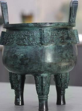 商代青铜圆鼎子龙鼎仿古鼎摆件铜香炉文庙礼器博物馆定做桌面摆放