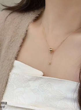 S925纯银高级感金色项链女时尚个性锁骨链气质简约百搭颈链2025年